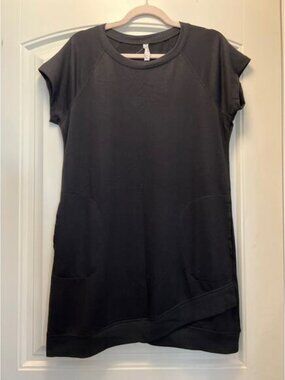 Ideology Women’s Crew Neck Short Sleeve Pullover Casual‎ Pocket Dress Sz M Black